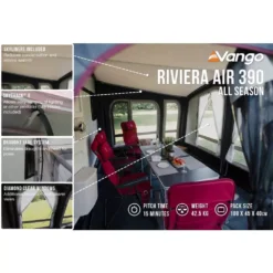 Aufblasbares Vorzelt Vango Riviera Air 390 Elements All Season -Camping Komfort skyliner grosse fenster vango riviera air 390 elements all season wohnwagenzelt womo vorzelt 1000 8 24098